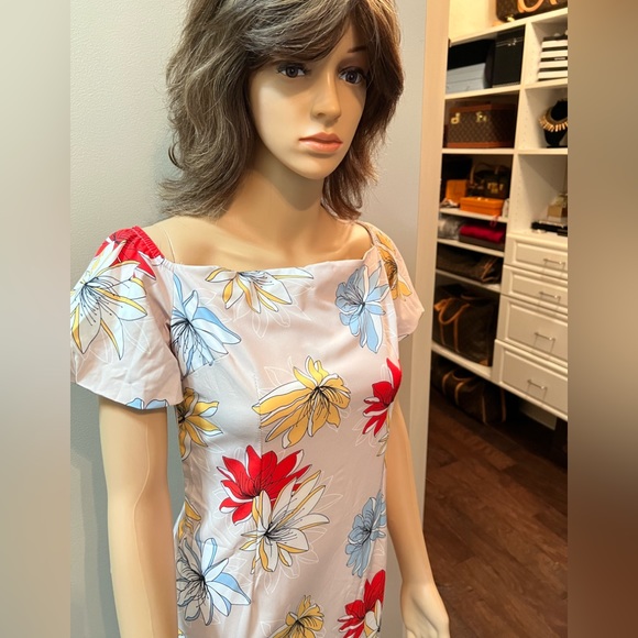 NWT Ezpopsy Puff Sleeve Summer, Tan Dress Sz8 - Picture 2 of 8